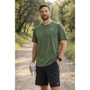 Reebok Speedwick Cypress Green Heather Gym Workout Running Tee Men's L NWT